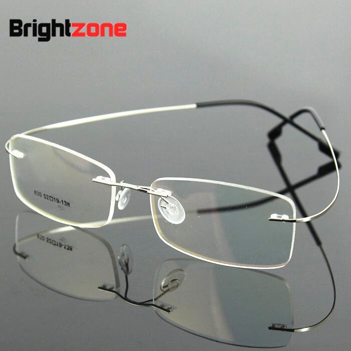 Men's Eyeglasses Stainless Steel Oval Rimless B1989 Rimless Brightzone   
