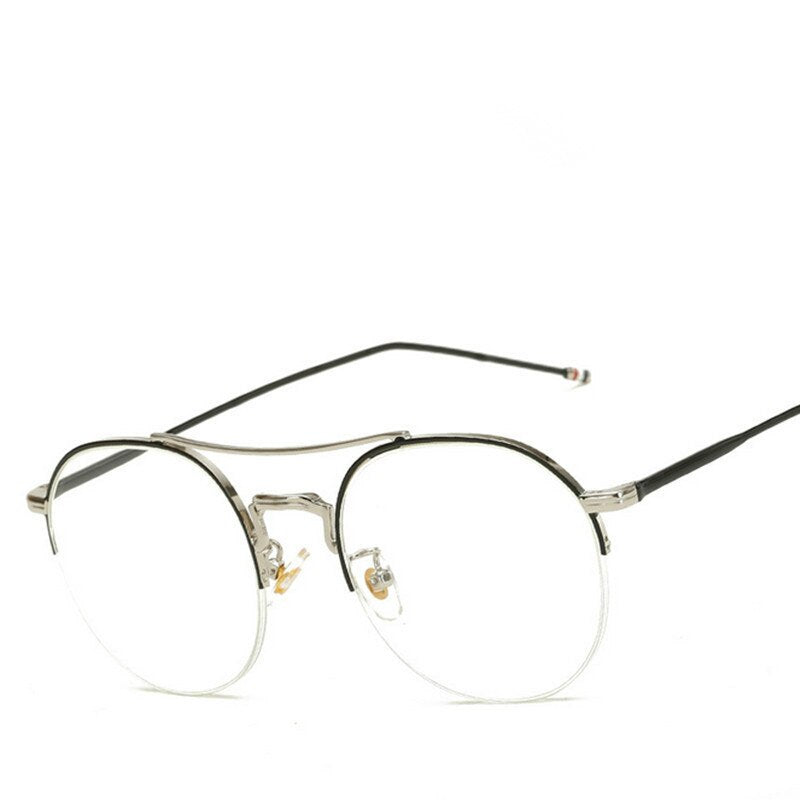 Unisex Alloy Half Frame Eyeglasses Double Bridge Frame Brightzone   