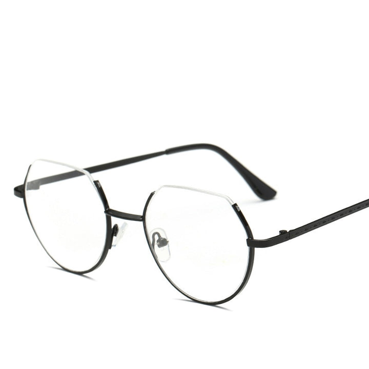 Unisex Eyeglasses Half Frame Metal Polygon 3221 Frame Brightzone Bright black  