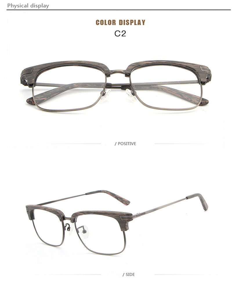 Hdcrafter Unisex Full Rim Square Wood Frame Eyeglasses Hb034 Full Rim Hdcrafter Eyeglasses   