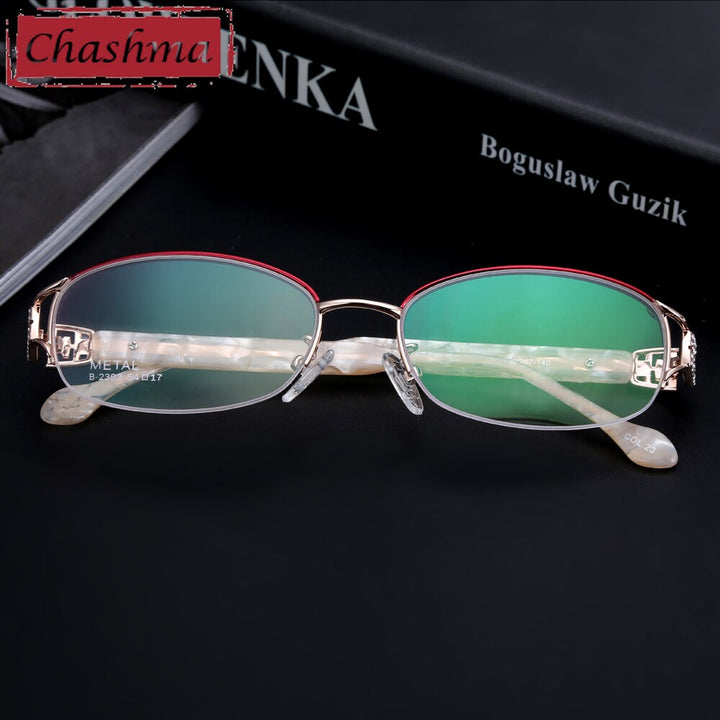 Chashma Ottica Women's Semi Rim Oval Titanium Eyeglasses 2392 Semi Rim Chashma Ottica   