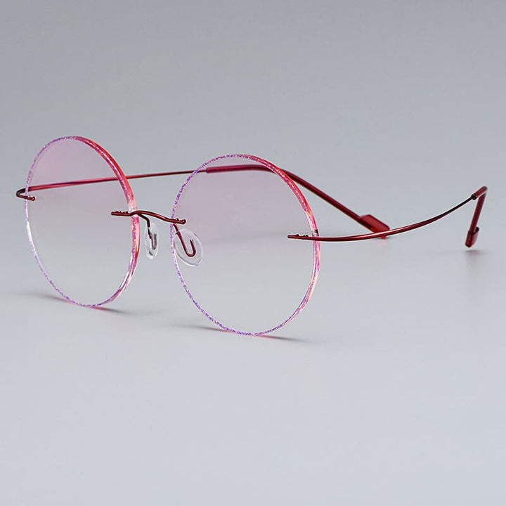 Women's Eyeglasses Red Titanium Alloy Rimless Gradient Pink Tint T80898 Rimless Gmei Optical Default Title  