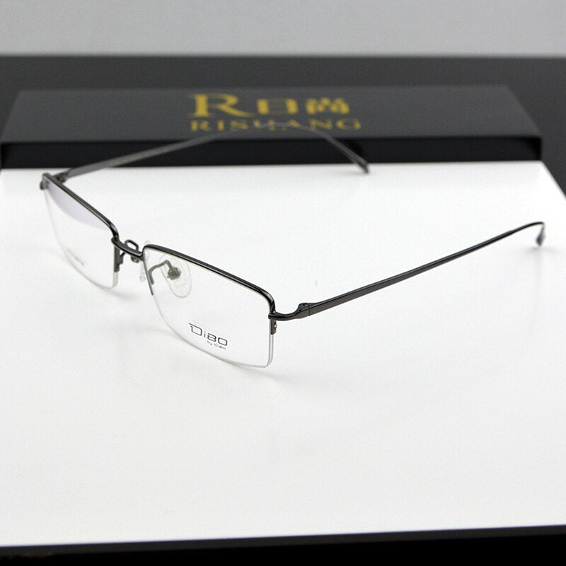 Chashma Ochki Men's Semi Rim Rectangle Titanium Eyeglasses Rs938 Semi Rim Chashma Ochki   
