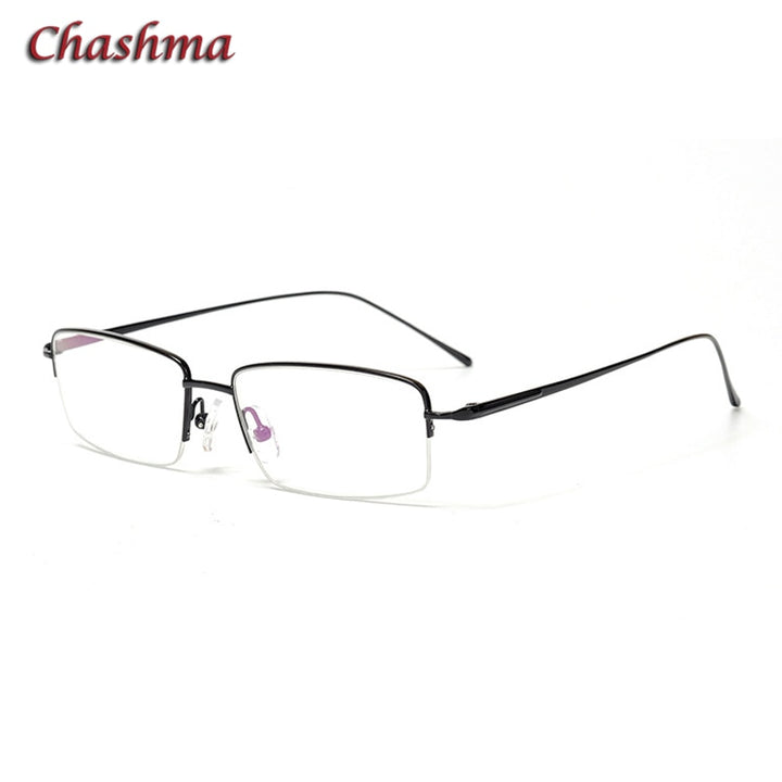 Chashma Ochki Men's Semi Rim Square Titanium Eyeglasses 9867 Semi Rim Chashma Ochki Black  