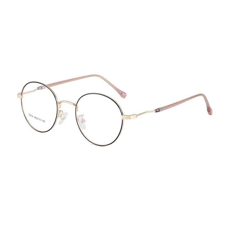 Unisex Round Alloy Frame Eyeglasses Sc814 Frame Bclear black gold  