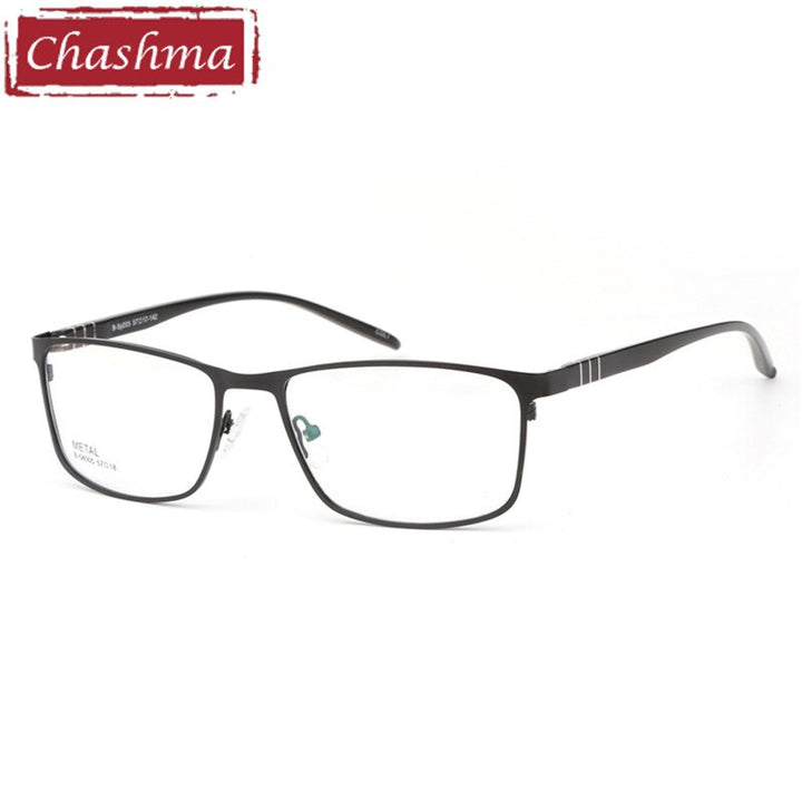 Chashma Ottica Men's Full Rim Large Square Tr 90 Alloy Eyeglasses 54005 Full Rim Chashma Ottica Black  