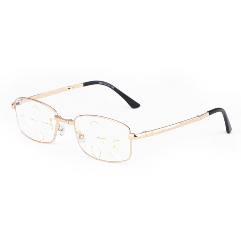 Hotochki Unisex Foldable Full Rim Alloy Frame Progressive Anti Blue Light Reading Glasses B855 Reading Glasses Hotochki +100 Gold 