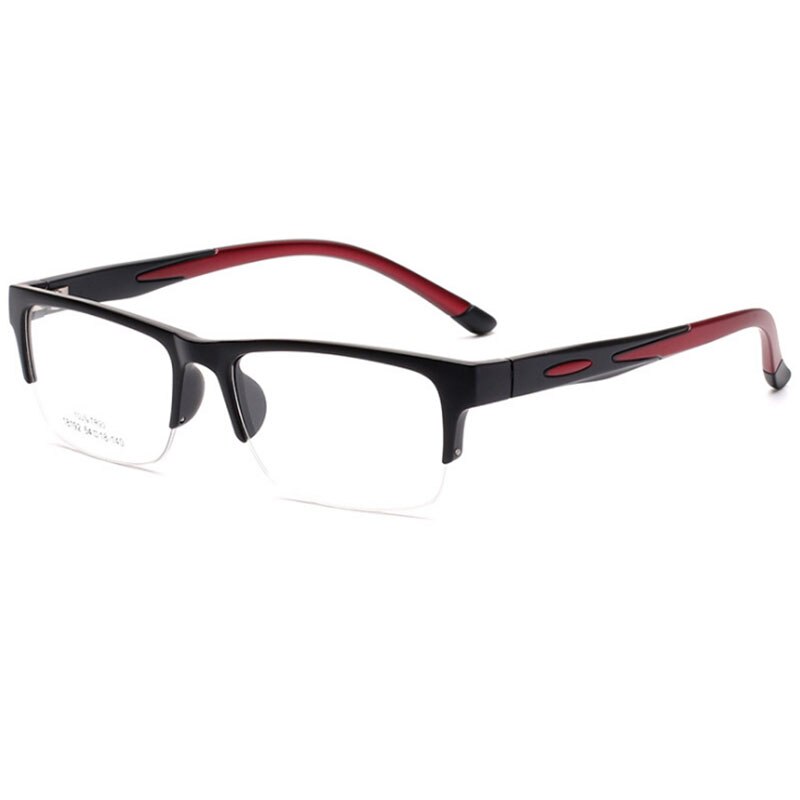 Hotochki Unisex Semi Rim TR-90 Resin Square Frame Eyeglasses 18192 Semi Rim Hotochki black red  