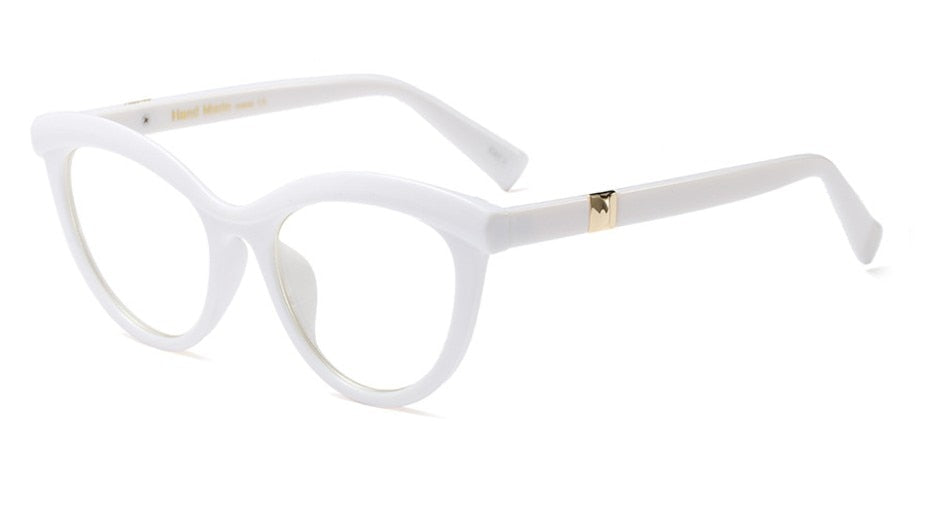 CCSpace Women's Full Rim Square Brow Line Cat Eye Resin Frame Eyeglasses 45490 Full Rim CCspace C5 white clear  