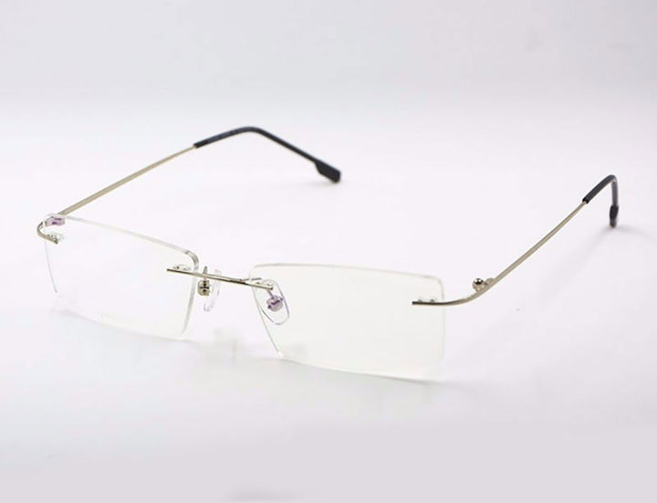 Reven Jate Titanium Memory Flexible Rimless Frame Eyeglasses Glasses For Women And Men Frame Shape Customed Rimless Reven Jate Silver  