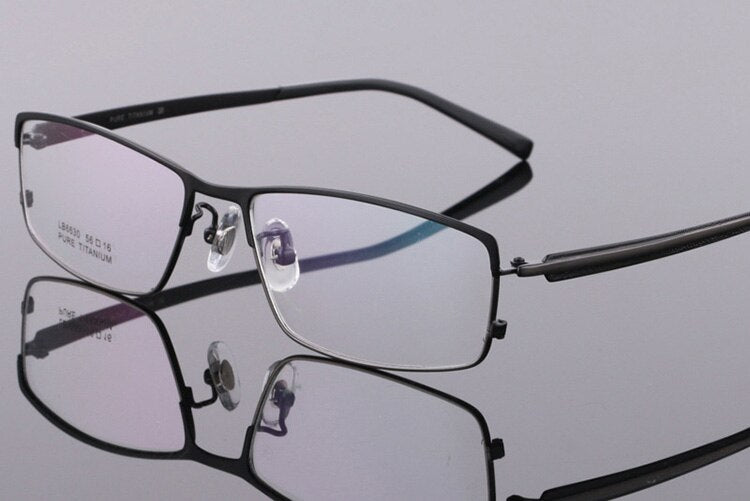 Men's Full Rim Titanium Eyeglasses Square Frame Lb6630 Full Rim Bclear Black  