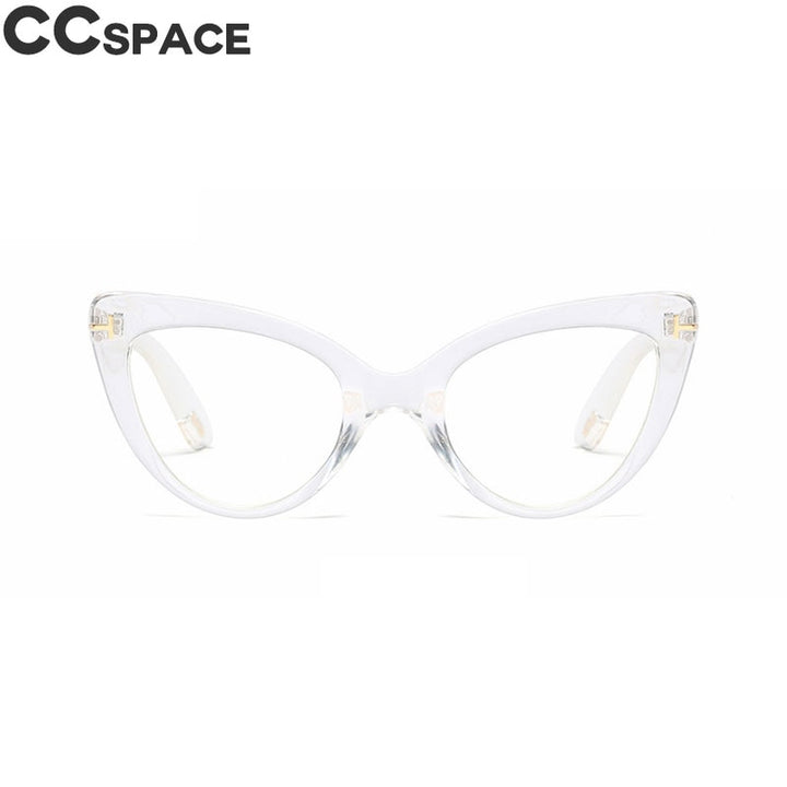 CCSpace Women's Full Rim Cat Eye Acetate Frame Eyeglasses 45131 Full Rim CCspace C12 clear clear  