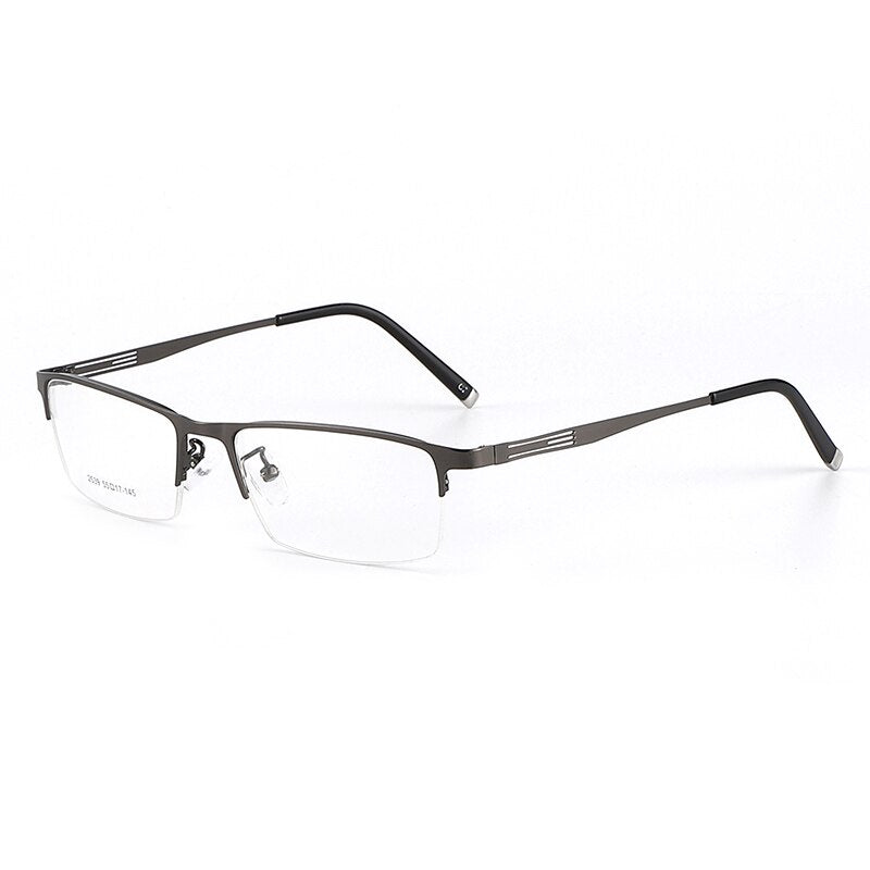 Men's Titanium Alloy Square Semi Rim Eyeglasses Sc2539 Semi Rim Bclear gray  