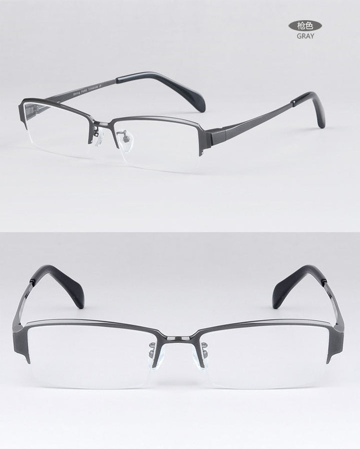 Men's Titanium Rectangle Full Rim Frame Eyeglasses  Mz119 Full Rim Bclear gray  