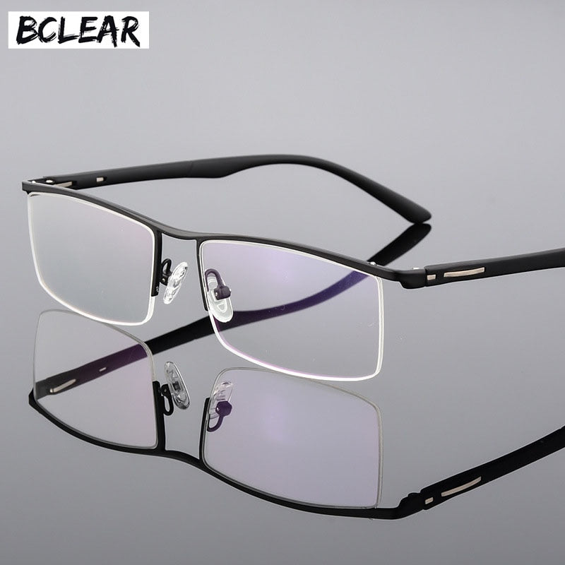 Men's Titanium Alloy Eyeglasses Half Rim Frame P8831 Semi Rim Bclear   