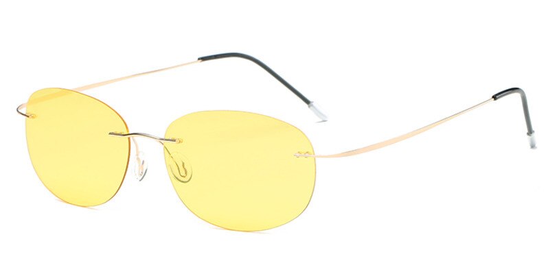 Men's Sunglasses Polarized Mirrored Sport Rimless Titanium Sunglasses Brightzone Gold Rim Yellow  