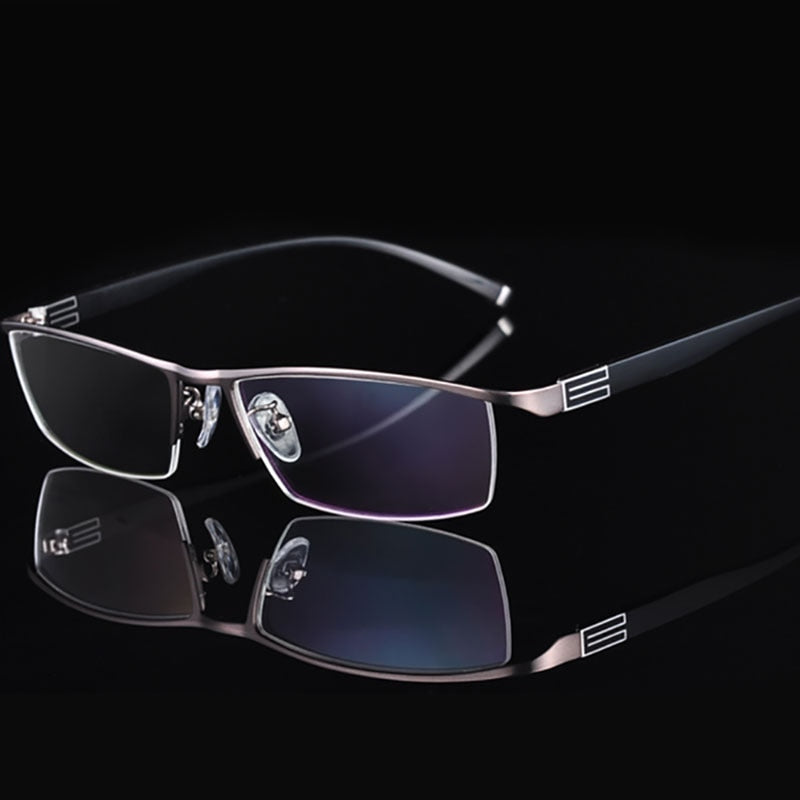 Reven Jate Men's Semi Rim Rectangle Titanium Alloy Eyeglasses 56170 Frames Reven Jate C3  