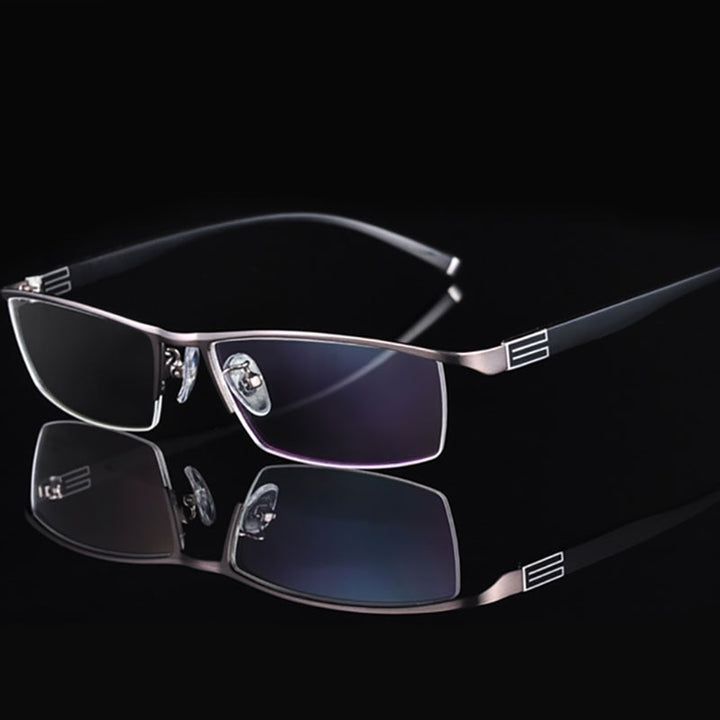 Reven Jate Men's Semi Rim Rectangle Titanium Alloy Eyeglasses 56170 Frames Reven Jate C3  
