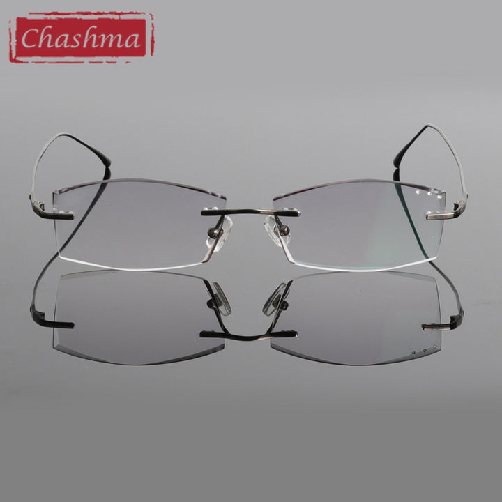 Chashma Ottica Men's Rimless Rectangle Titanium Eyeglasses Tinted Lenses 85086 Rimless Chashma Ottica   
