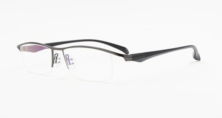 Bclear Men's Eyeglasses Half Rim Brand Titanium Alloy Ultralight Square Spectacle Semi Rim Bclear Gray  