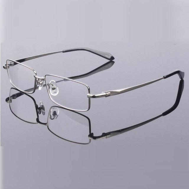 Men's Full Rim Square Titanium Frame Eyeglasses 9867 Full Rim Bclear gray  