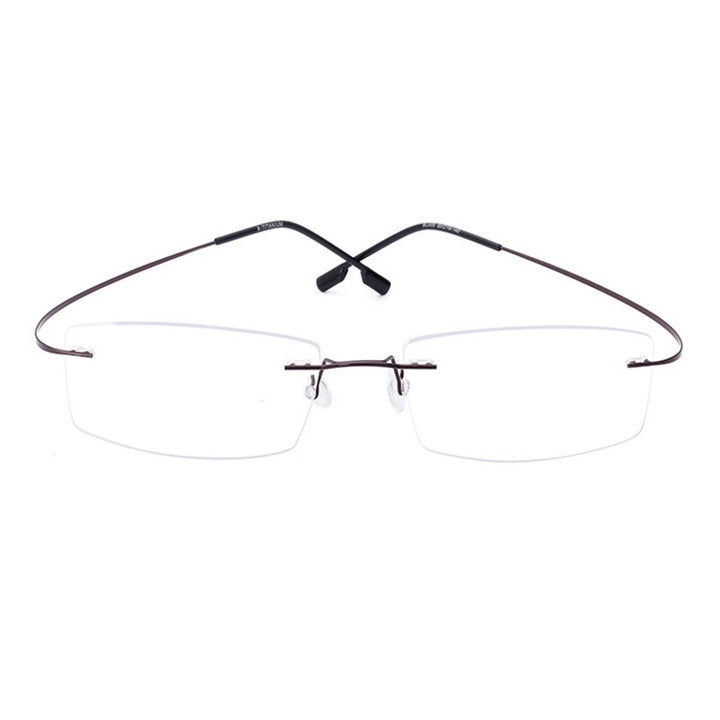 Handoer Unisex Rimless Customized Shaped Lenses Titanium Eyeglasses J0860 Rimless Handoer Auburn  