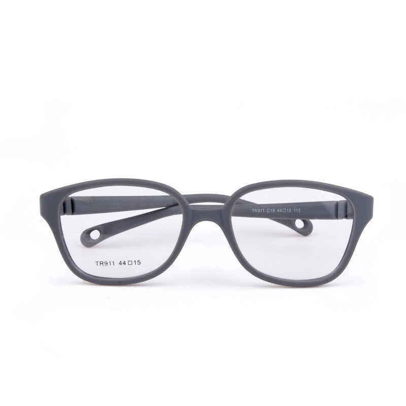 Unisex Children's Plastic Titanium Round Frame Eyeglasses Tr911 Frame Brightzone C16 grey  