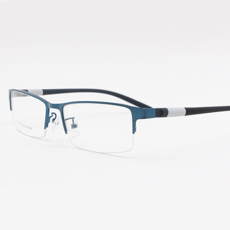 Men's Alloy Frame Semi Rim Eyeglasses B2442 Semi Rim Bclear Blue  