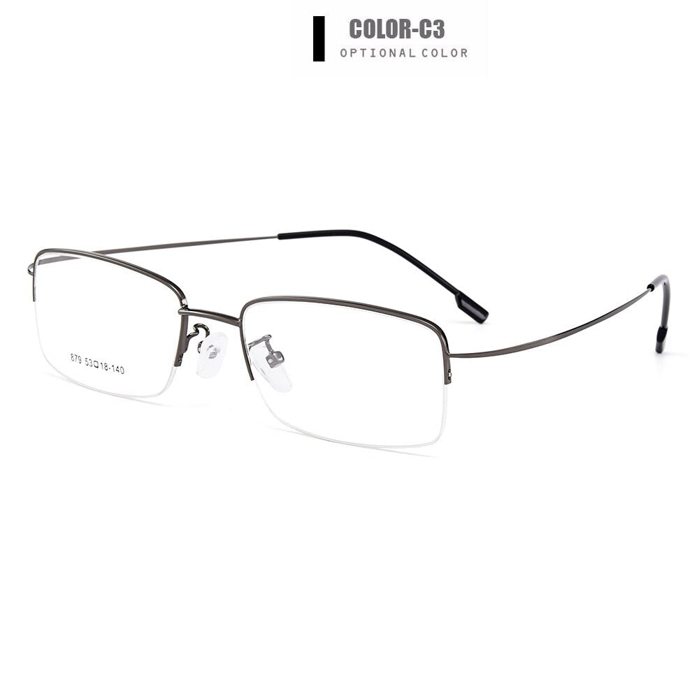 Men's Eyeglasses Semi Rim Memory Titanium Alloy Y879 Frames Gmei Optical C3-Grey  