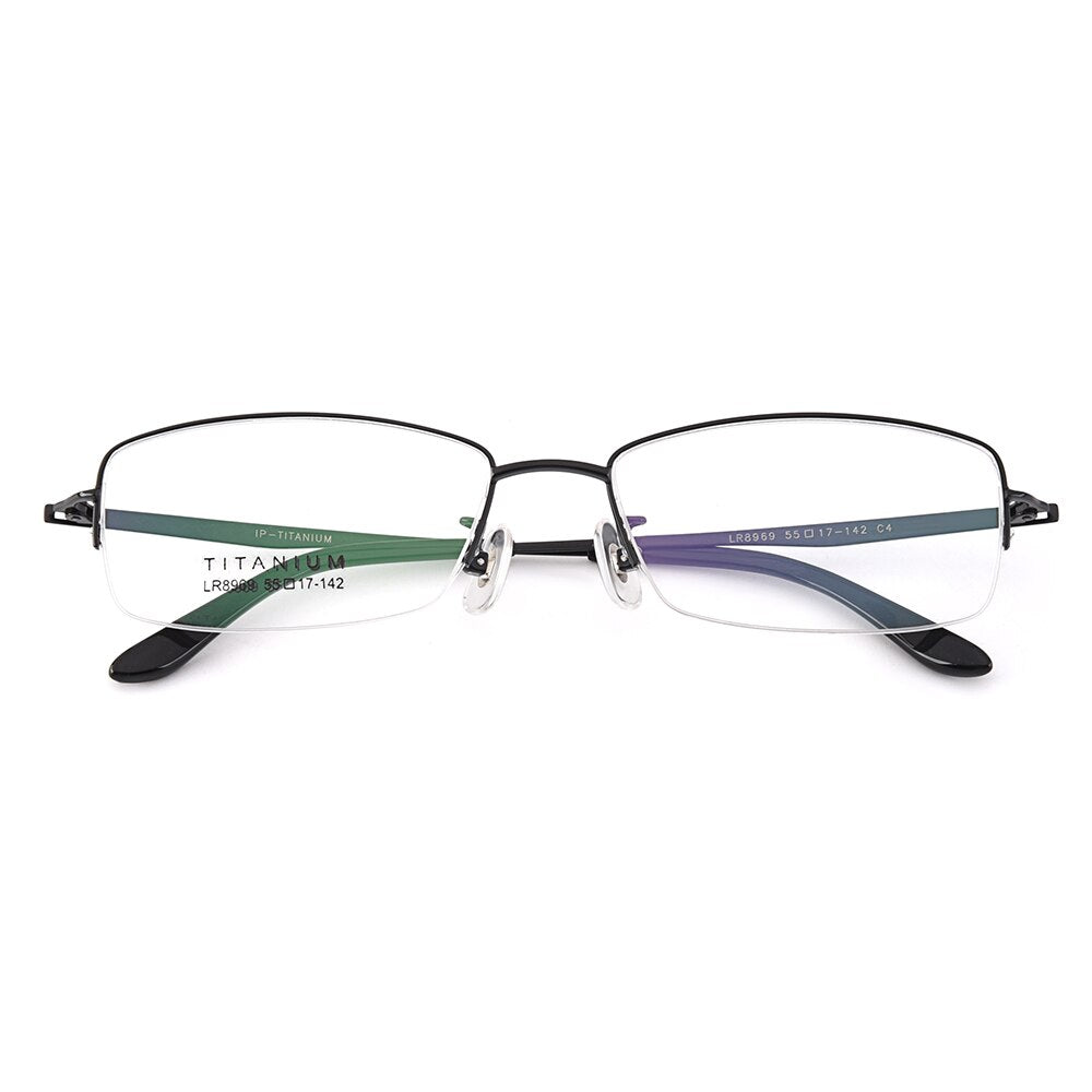 Men's Eyeglasses Ultralight 100% Pure Titanium Half Rim Lr8969 Semi Rim Gmei Optical   