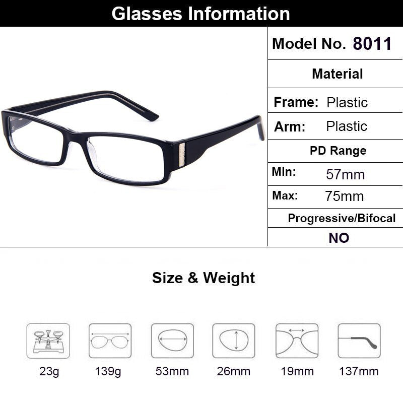 Rectangular Black Hypoallergenic Eyeglasses Frame FuzWeb