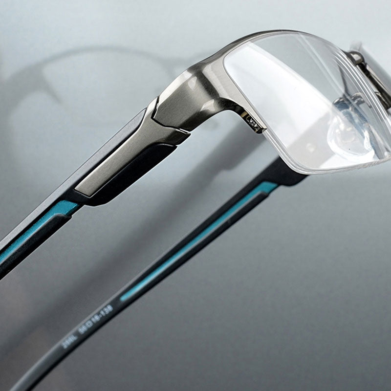 Reven Jate Men's Semi Rim Rectangle Titanium Eyeglasses L266 Semi Rim Reven Jate   