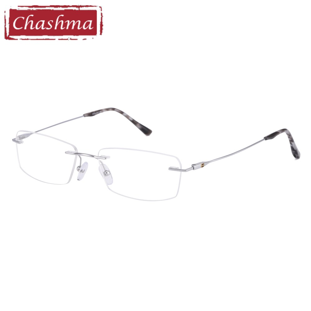 Chashma Ottica Unisex Rimless Square Titanium Eyeglasses 2935 Rimless Chashma Ottica Silver  