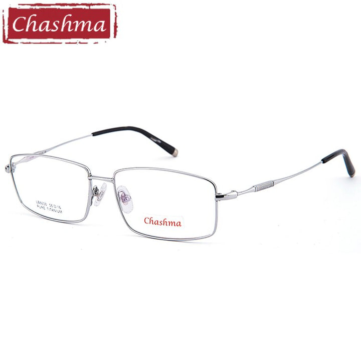 Chashma Ottica Men's Full Rim Square Titanium Eyeglasses Ch6638 Full Rim Chashma Ottica Silver  
