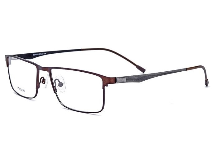 Unisex Eyeglasses Frame High-end Alloy Titanium 5218 Frame Brightzone Coffee  