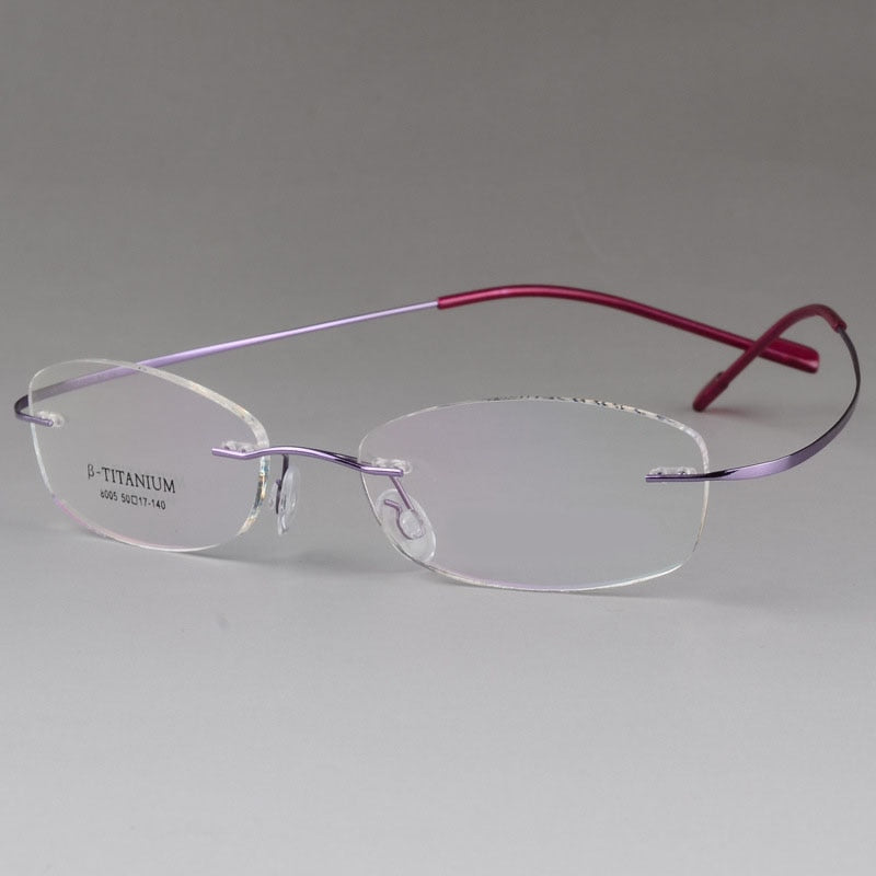 Unisex Rimless Eyeglasses Titanium Frame 8007 Rimless Bclear Purple  