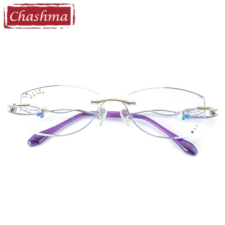 Women's Eyeglasses Diamond Rimless Titanium 007 Rimless Chashma   