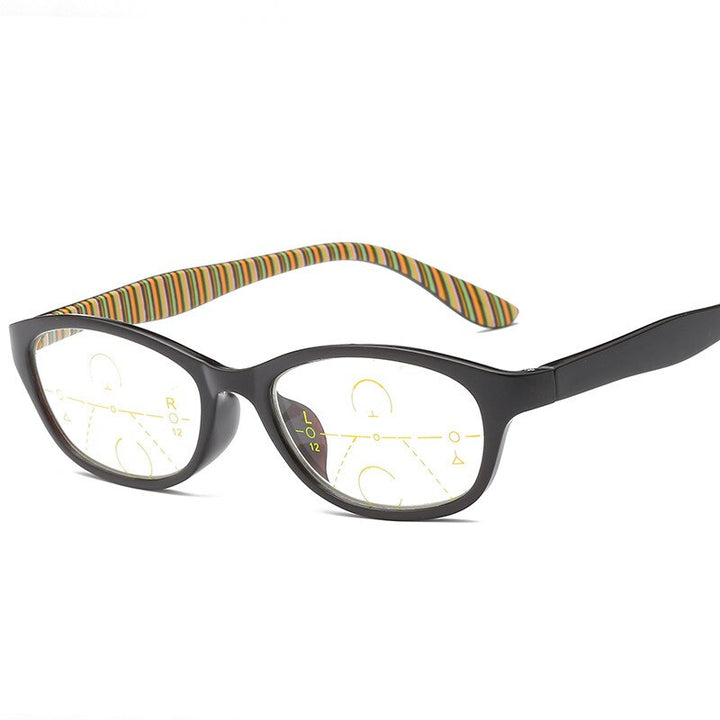 Unisex Oval Plastic Titanium Frame Progressive Lens Reading Glasses Reading Glasses Brightzone +100 100 