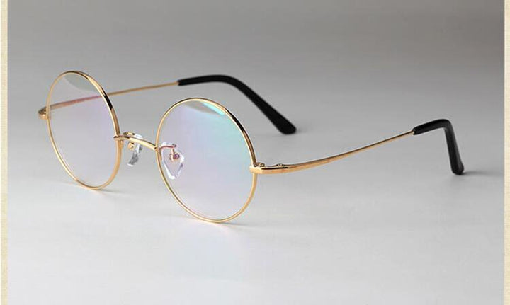 Unisex Eyeglasses Round Frame Pure Titanium E8018 Frame Bclear Gold  