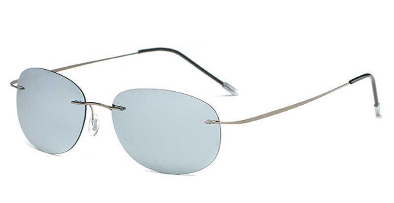 Men's Sunglasses Polarized Mirrored Sport Rimless Titanium Sunglasses Brightzone Gun Rim Silver  