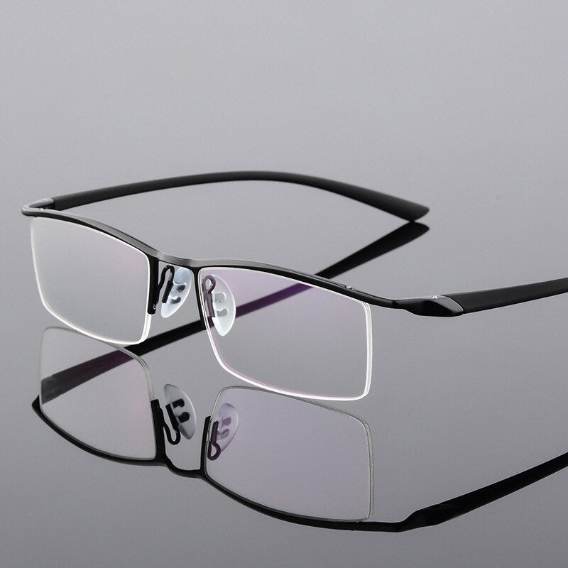 Hotony Men's Semi Rim Browline Alloy Frame Eyeglasses P8190 Semi Rim Hotony black  