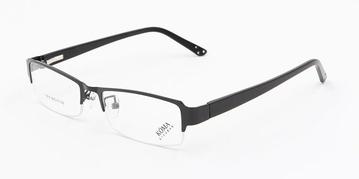 Men's Half Rim Acetate Alloy Frame Eyeglasses Spring Hinge N1816 Semi Rim Bclear black  