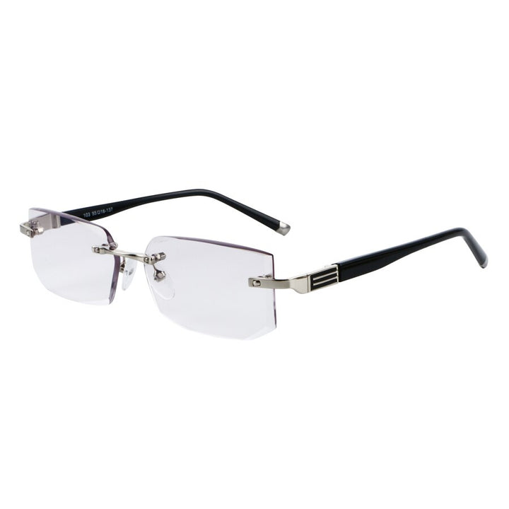 Men's Rimless Reading Glasses Gray Resin Lens Reading Glasses Brightzone +100 black 