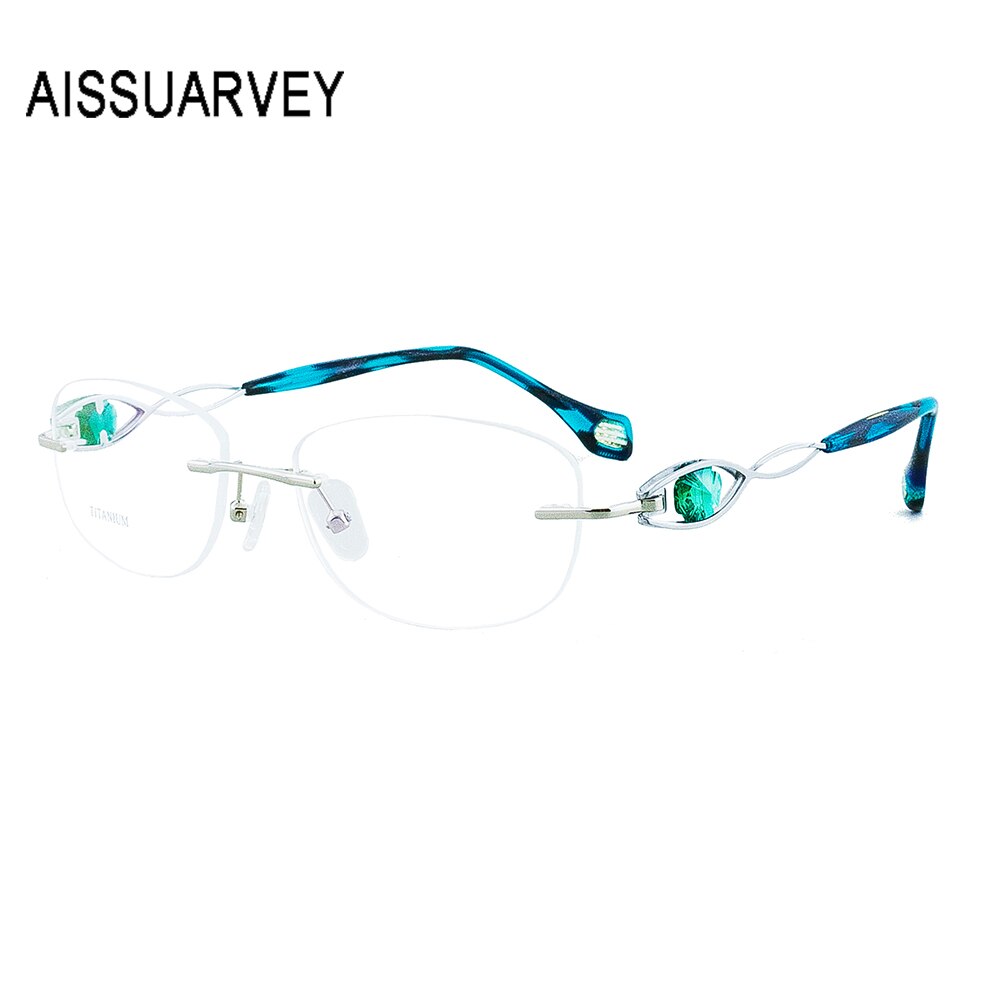 Aissuarvey Women's Rimless Acetate Rhinestone Titanium Frame Eyeglasses As10091 Rimless Aissuarvey Eyeglasses   