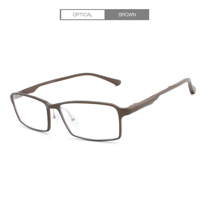 Men's Eyeglasses TR90 Alloy 17g Rectangular L-P6287 Frame Hdcrafter Eyeglasses browm  