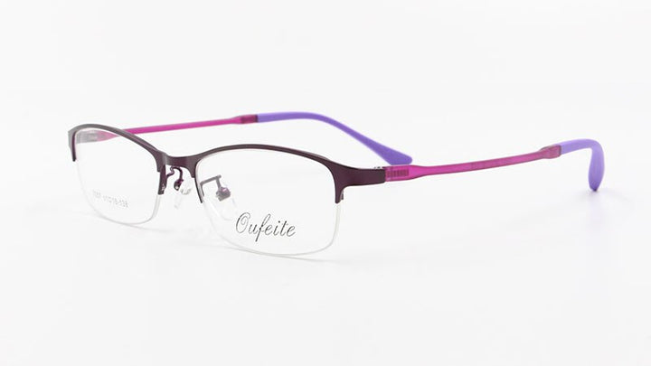Women's Half Rim Alloy Frame Eyeglasses N7057 Semi Rim Bclear Purple  