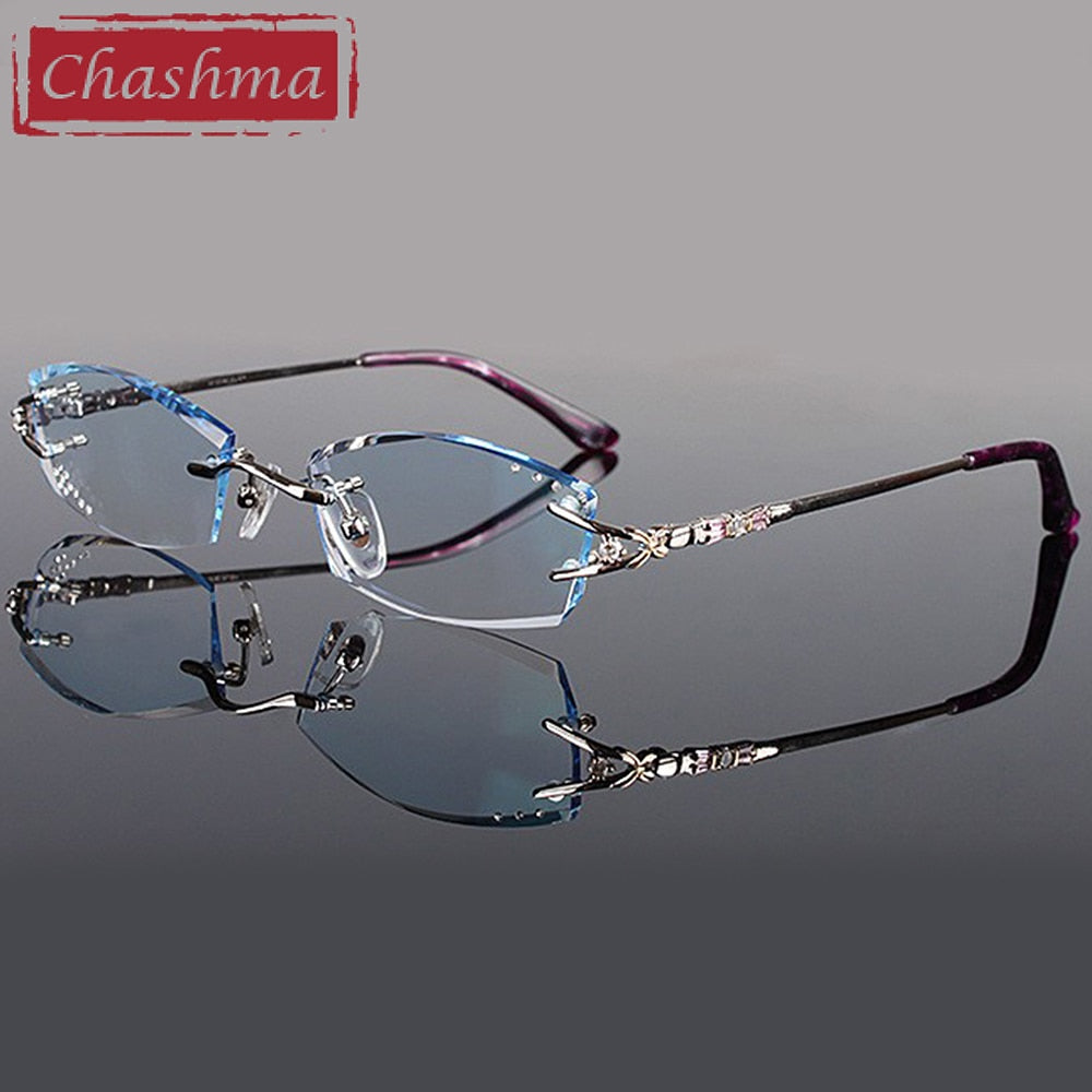 Chashma Women's Rimless Square Titanium Eyeglasses 1006 Rimless Chashma   