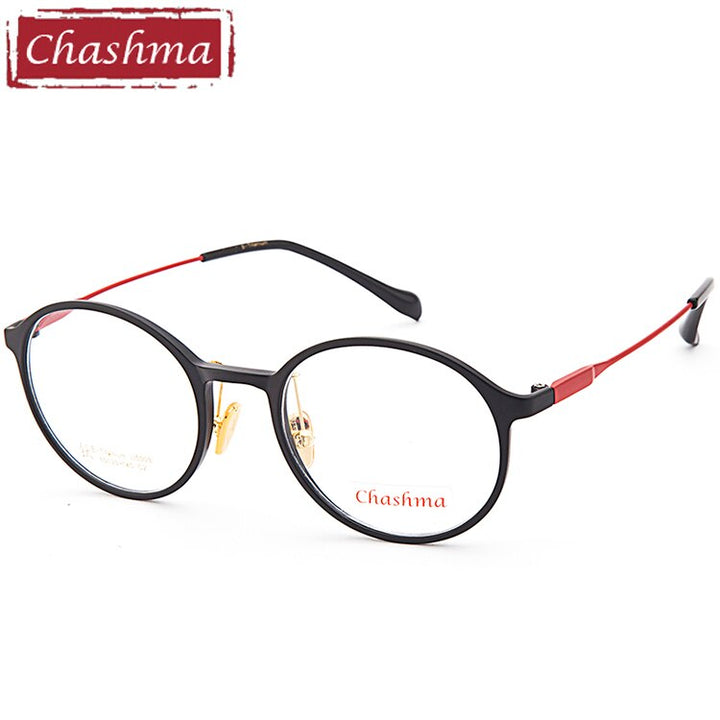 Unisex Eyeglasses B Titanium Ultem Round 5003 Frame Chashma Black with Red  