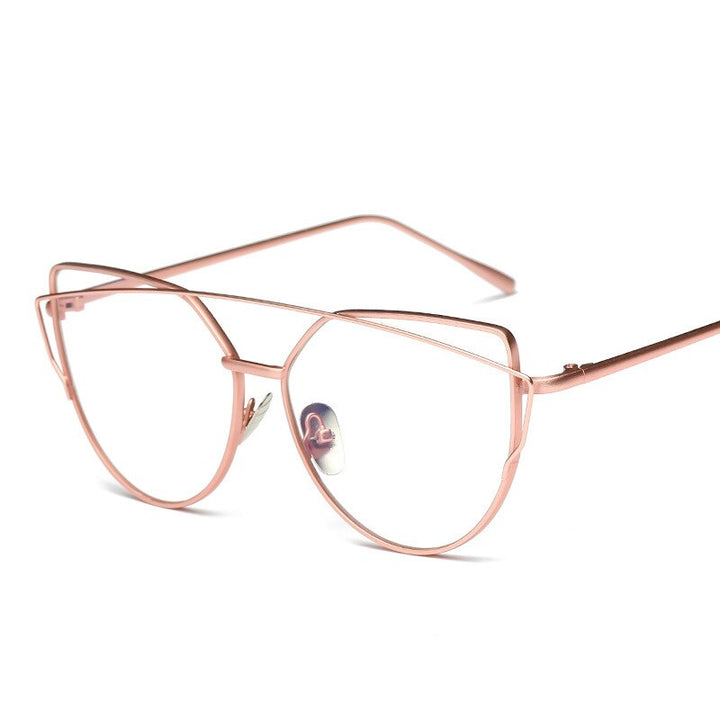 Women's Eyeglasses Double Brige Titanium Cat Eye F16015 Frame Brightzone Powder box  