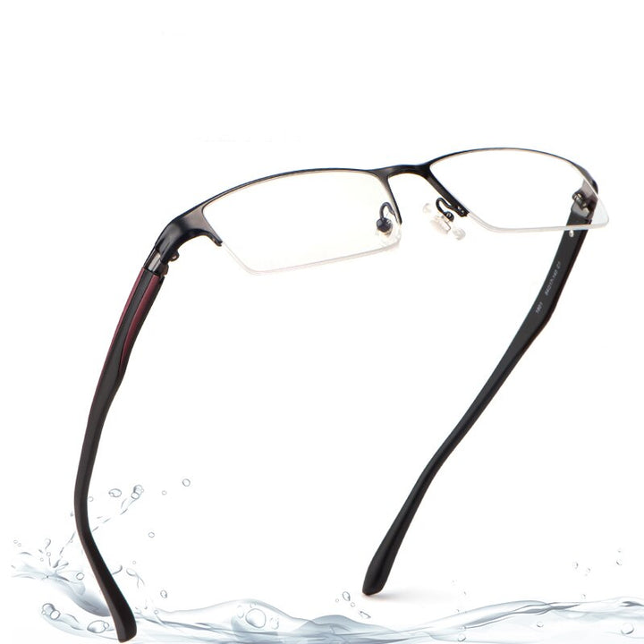 Hotony Unisex Semi Rim Rectangular Acetate Alloy Frame Eyeglasses 1801 Semi Rim Hotony   